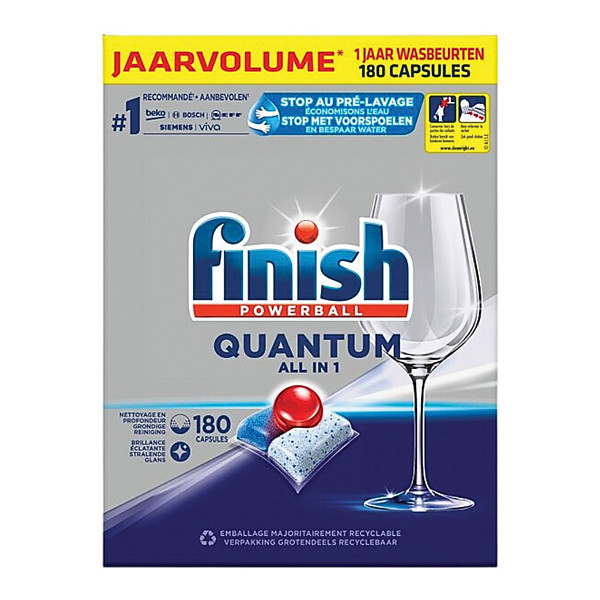 Capsules lave-vaisselle Finish Powerball All-in-1 cycle court, carton de 180