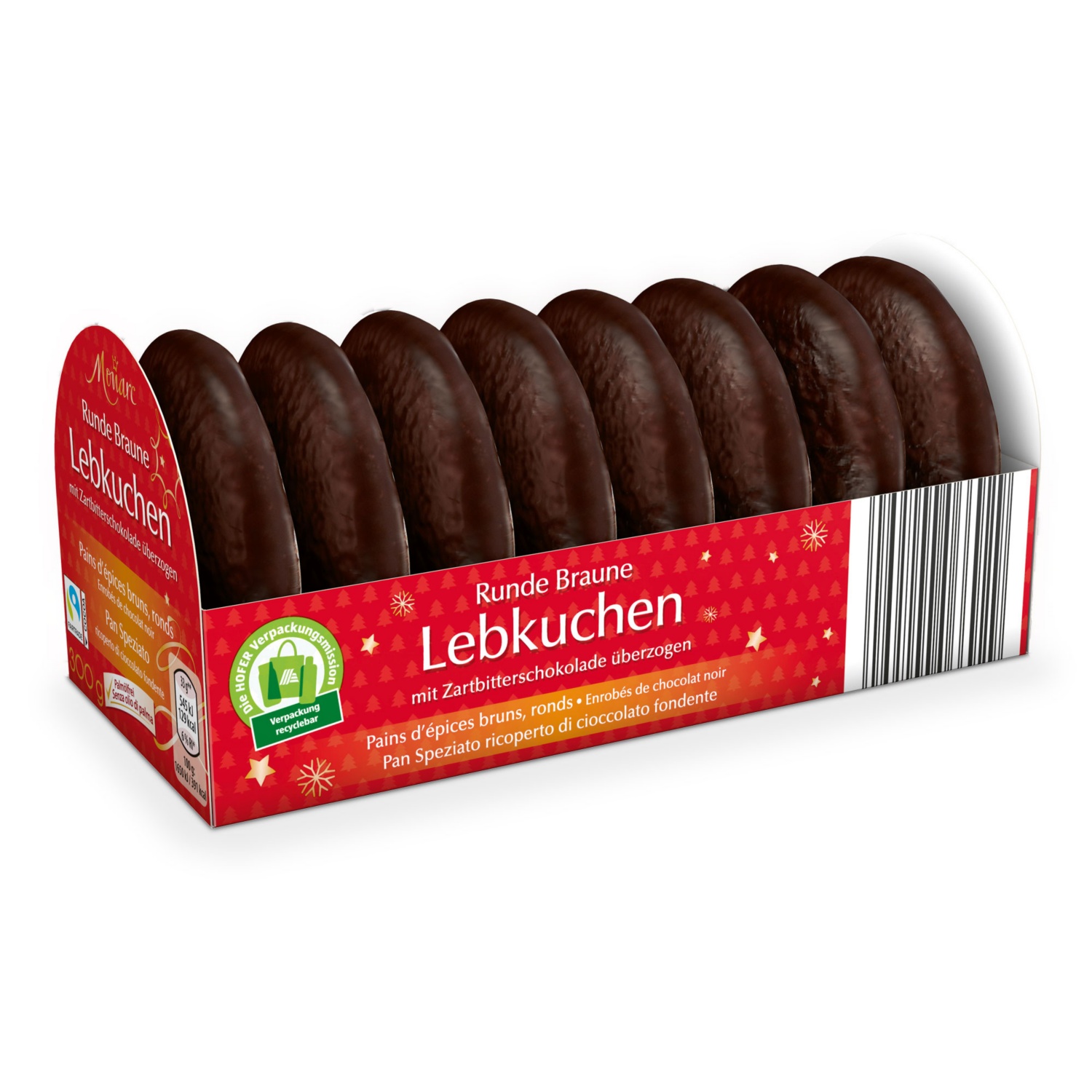 MONARC Runde braune Lebkuchen, schokoliert 300 g